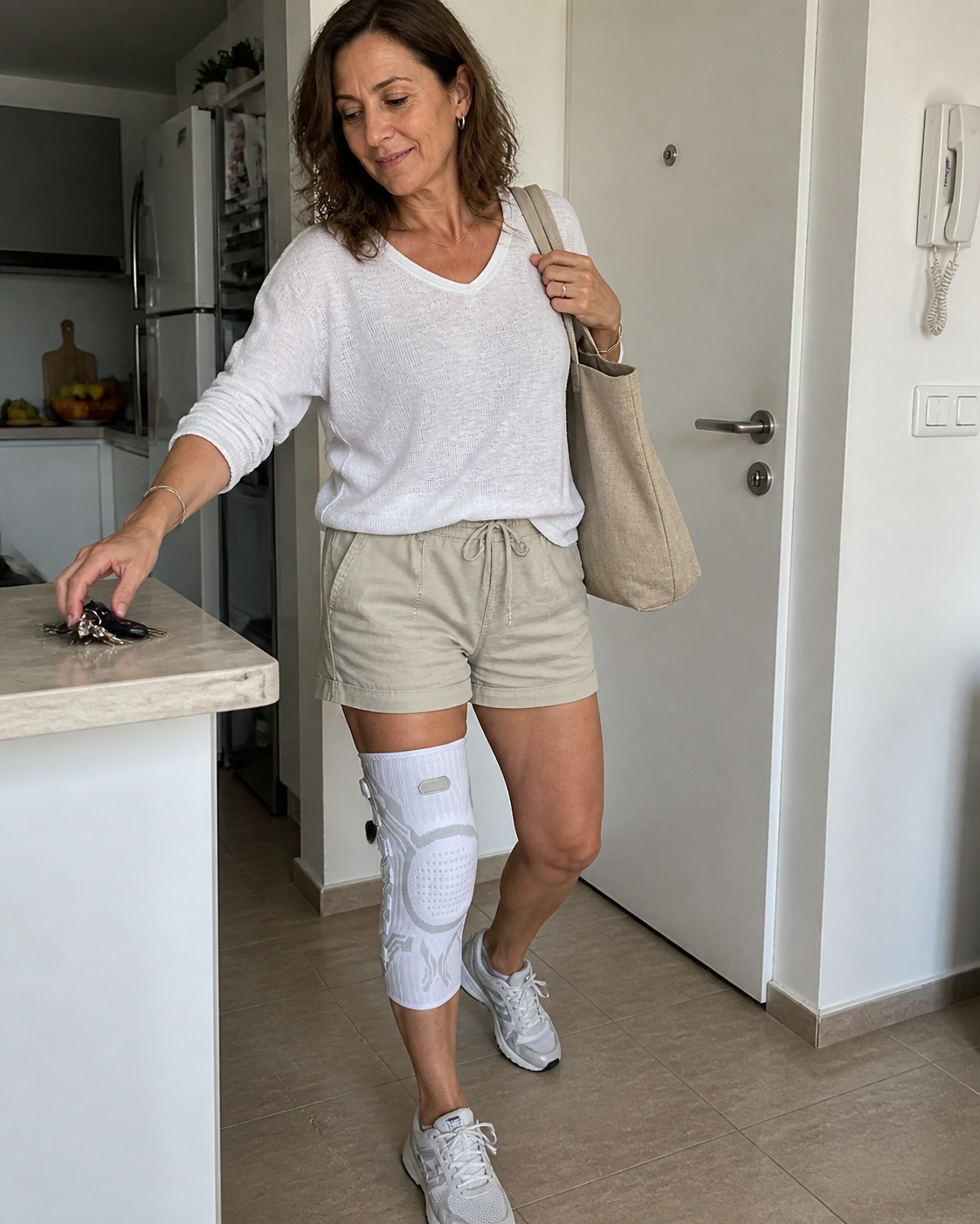 גלית לוי לובשת את שרוול הברך Knee+
