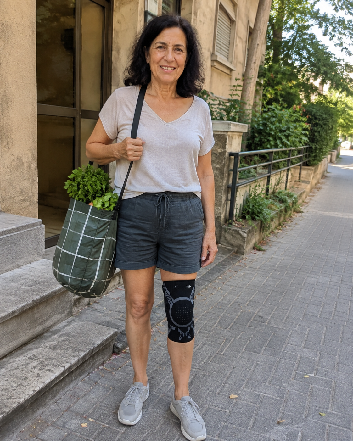 רונית מזרחי לובשת את שרוול הברך Knee+